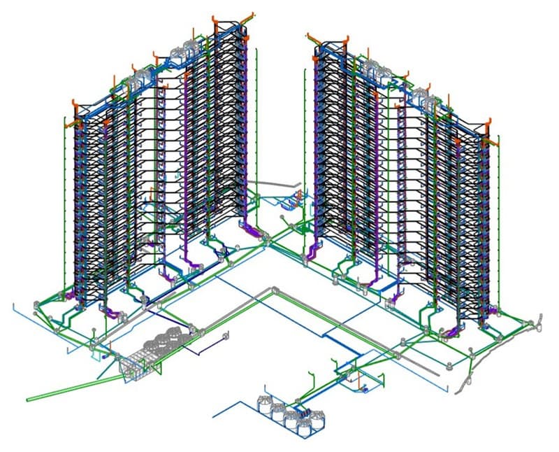Modelo BIM isométrico de instalações hidrossanitárias compatibilizadas em torres residenciais
